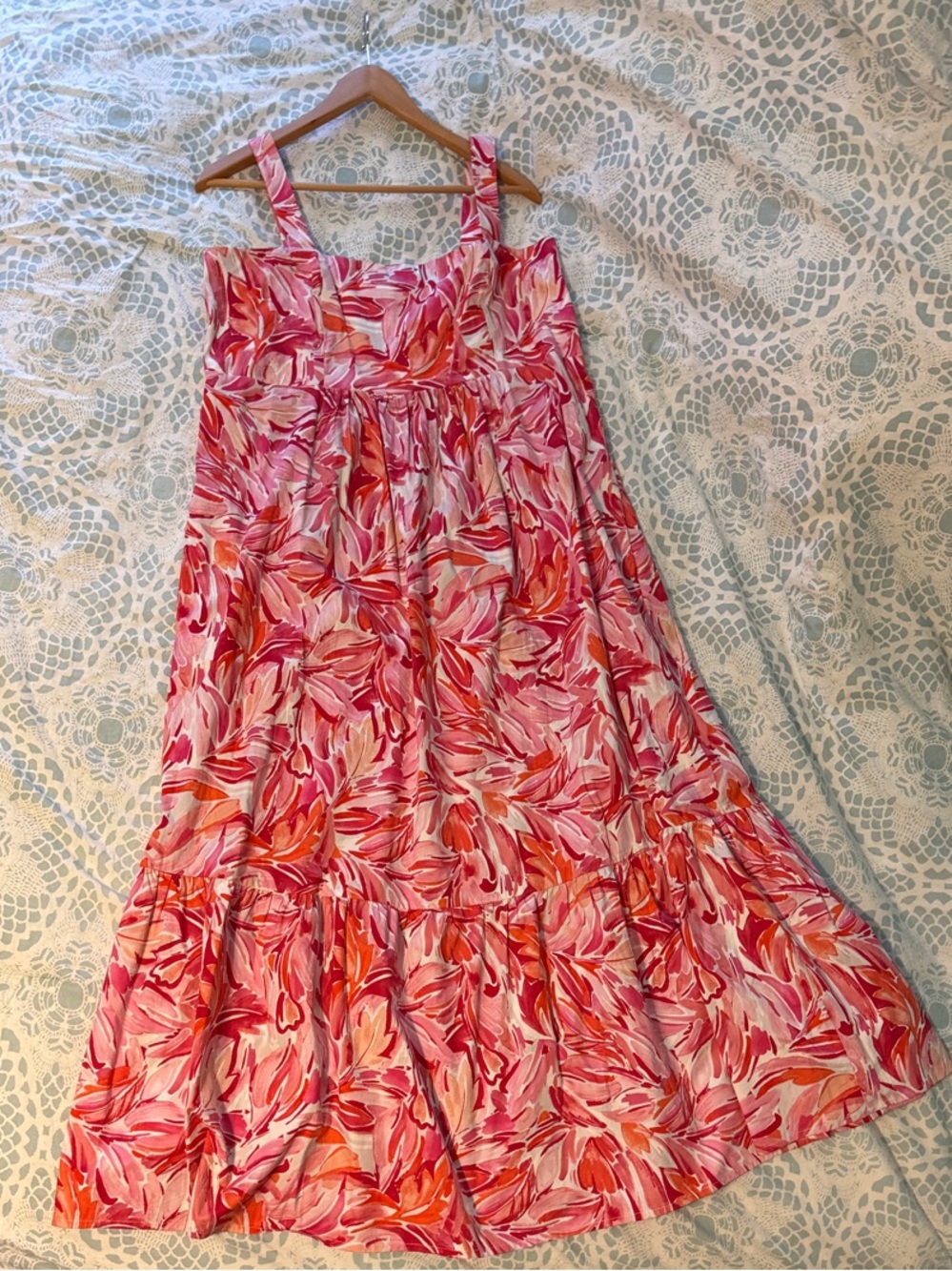 London Times Pink & Orange Floral Maxi Dress With Pockets
